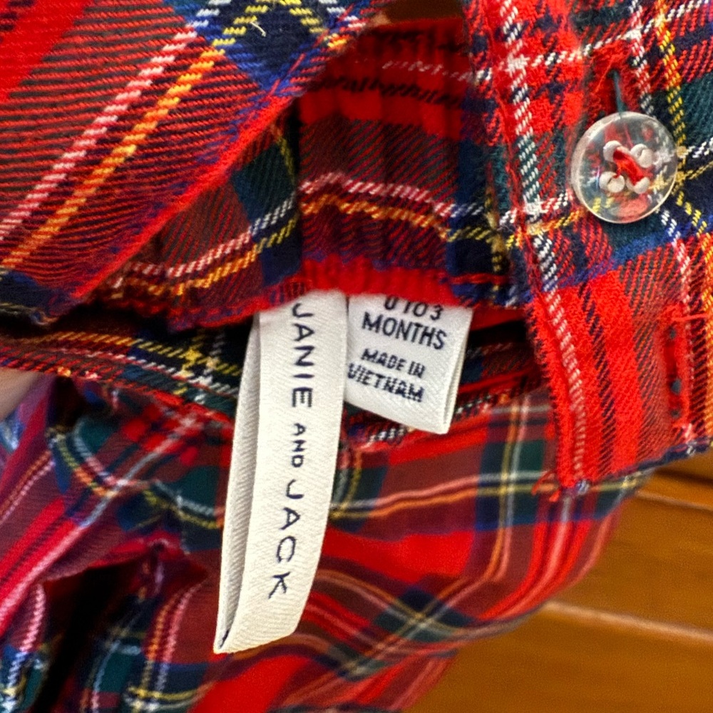 Janie and Jack boys tartan overalls 0-3 months EUC jumper / romper - Picture 2 of 3